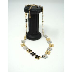 Ann Taylor Mixed Metal Clover Chain Necklace 16" Gold Tone Silver Tone